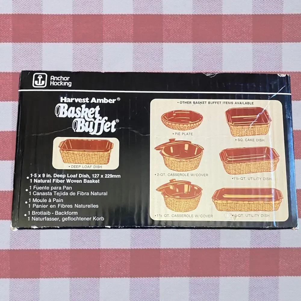 Anchor-Hocking Harvest Amber Basket Buffet Ovenproof Glass 5x9” Deep Loaf Dish